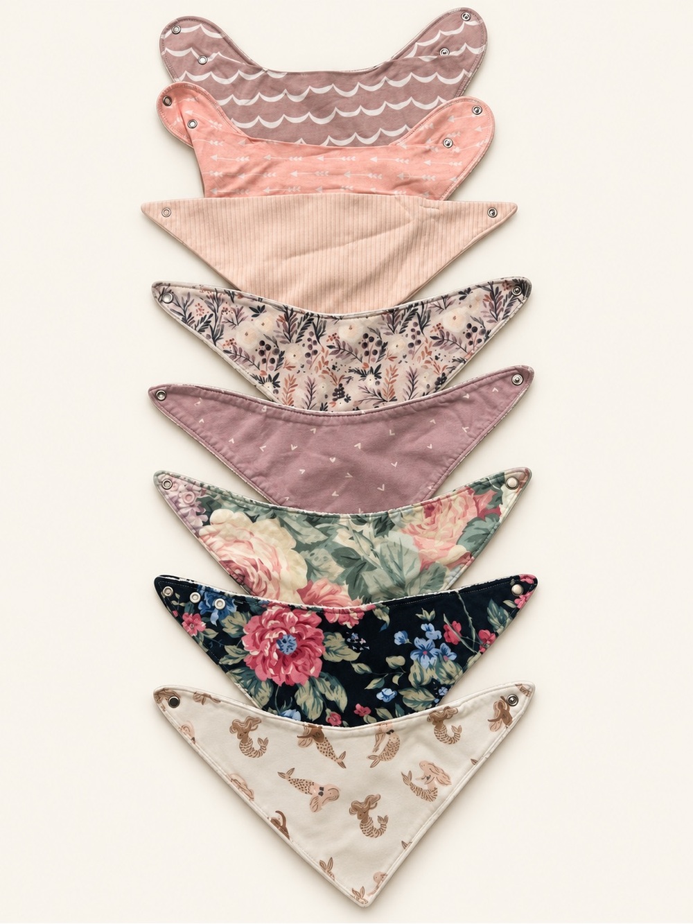 Kids Bandana Bib Set - Pink & Floral Colors